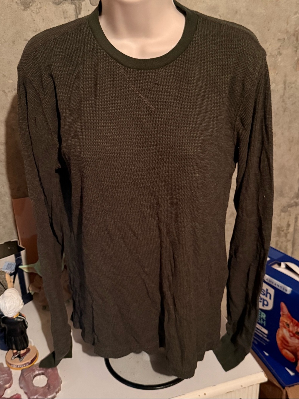Old Navy Olive Long Sleeve Waffle Knit Tee